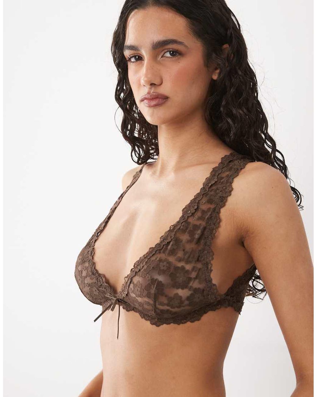 ASOS Brown Ava 2 Pack High Apex Lace Bralette
