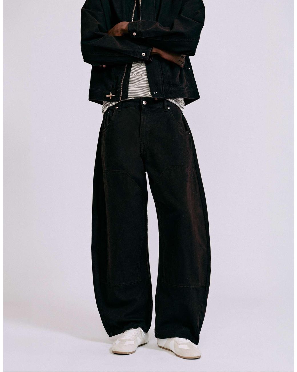 Pull&Bear Hose mit doppeltem bein in Black für Herren