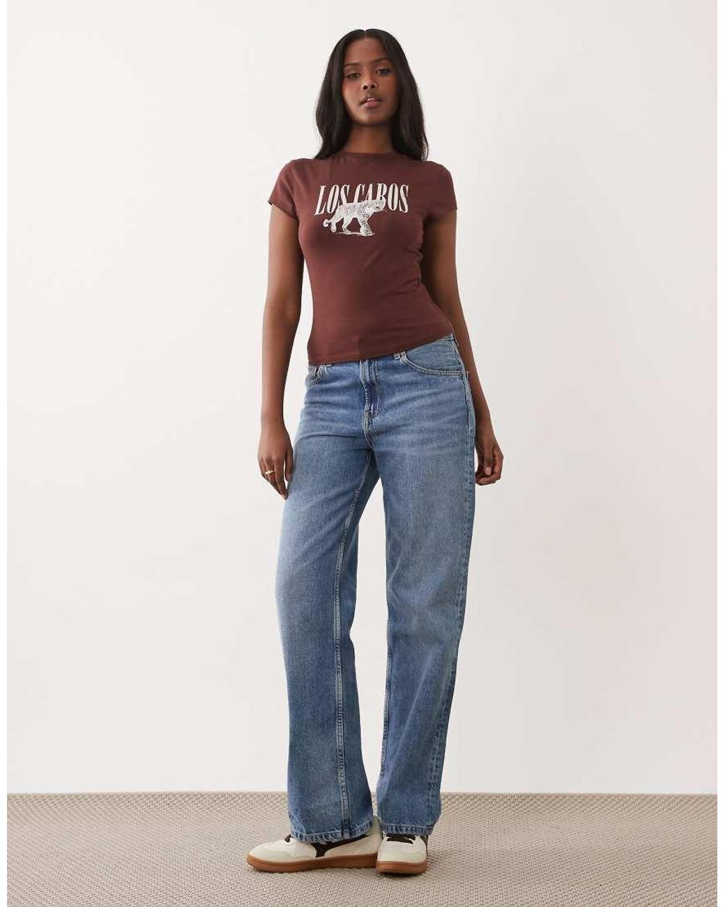 ASOS Red Short Sleeve Crop Top With Los Cabos Graphic