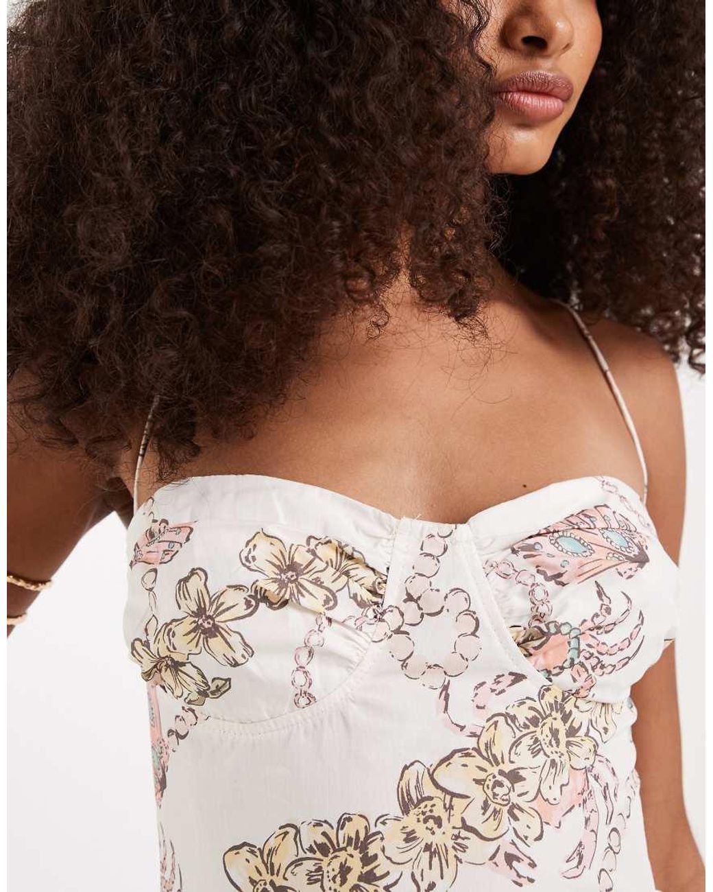 Free People White Cherish Print Asymmetric Midi Dress