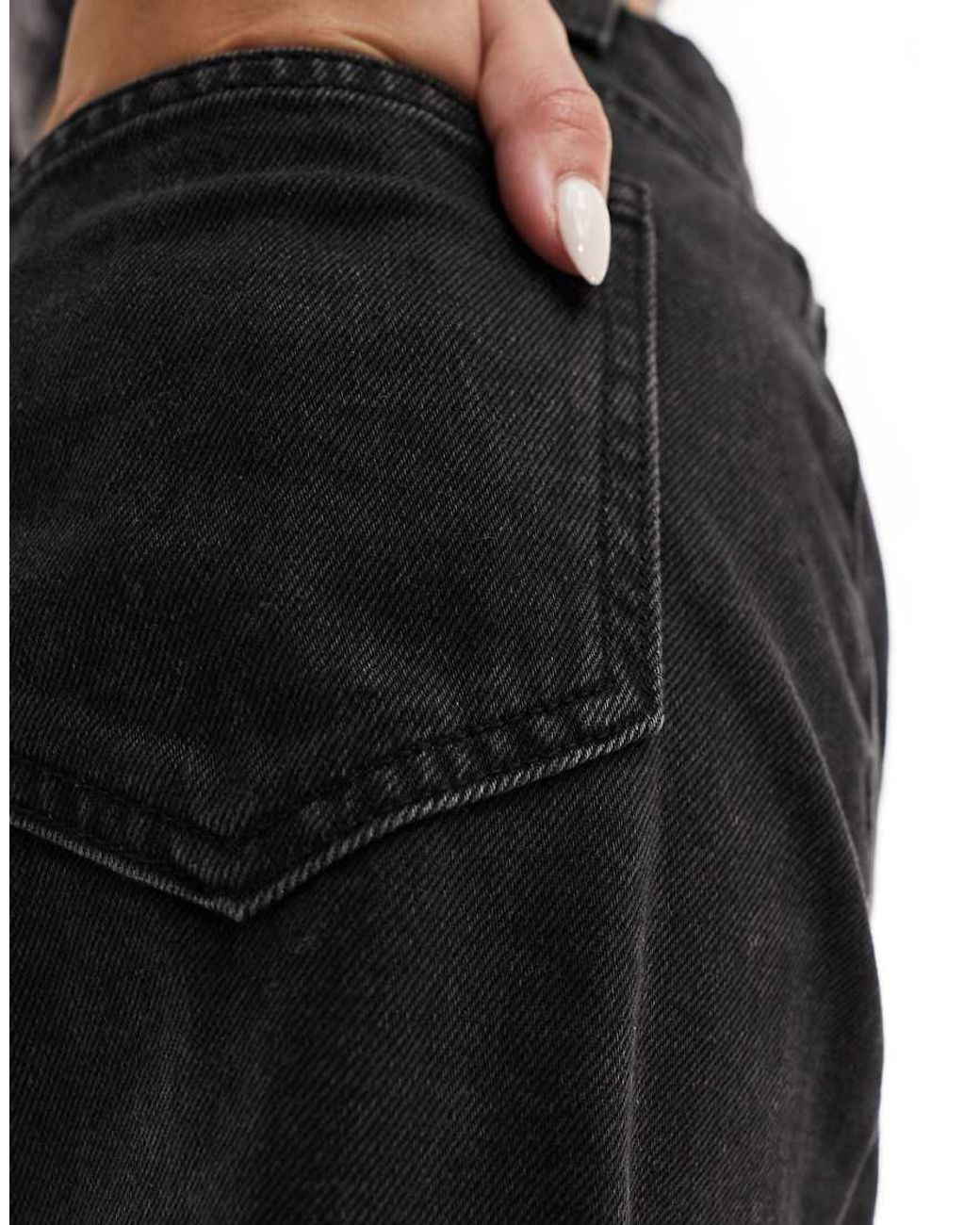 ONLY Black Denim Midi Skirt With Front Split