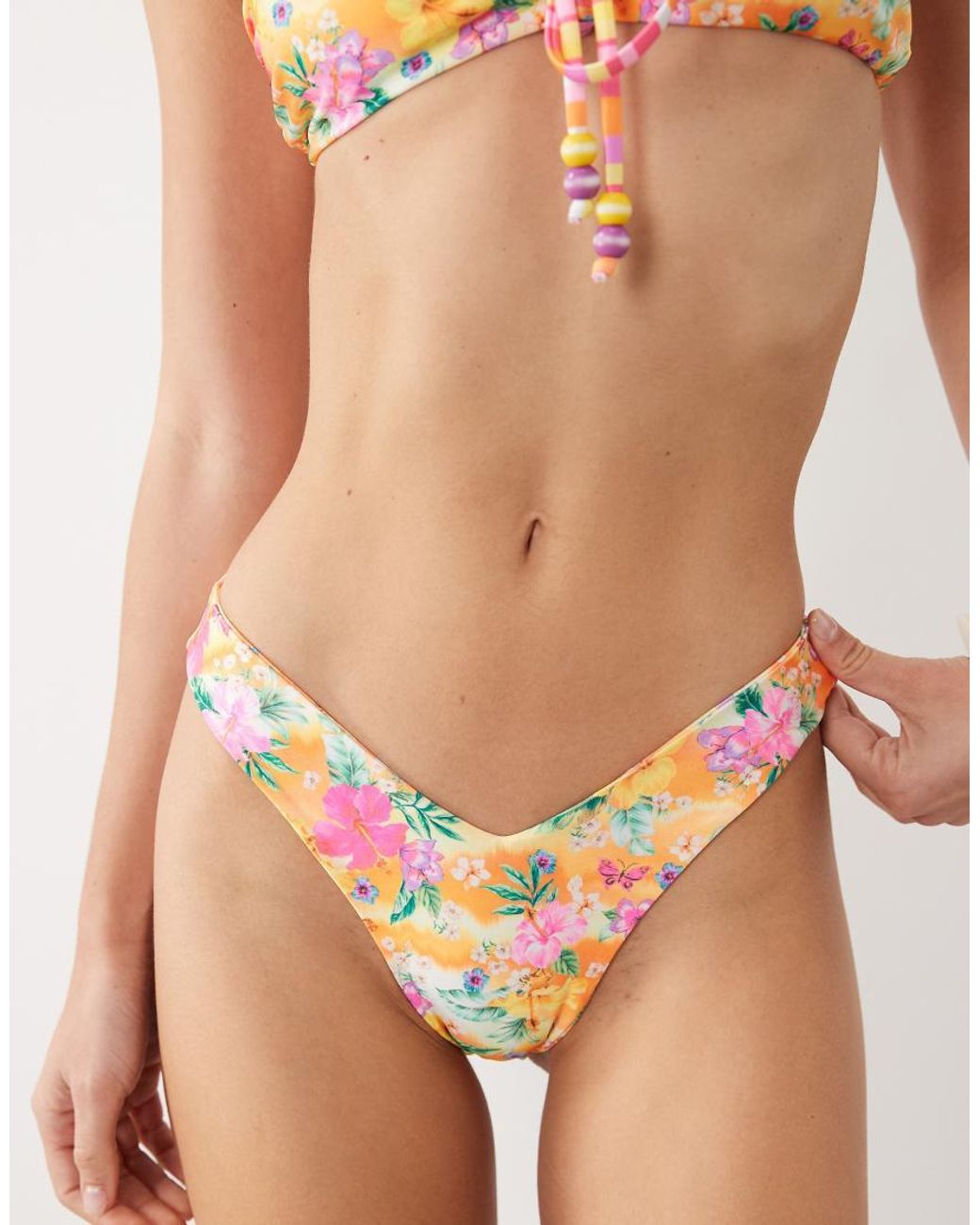 Kulani Kinis Orange Peachy Pocket Y Thong Bikini Bottom
