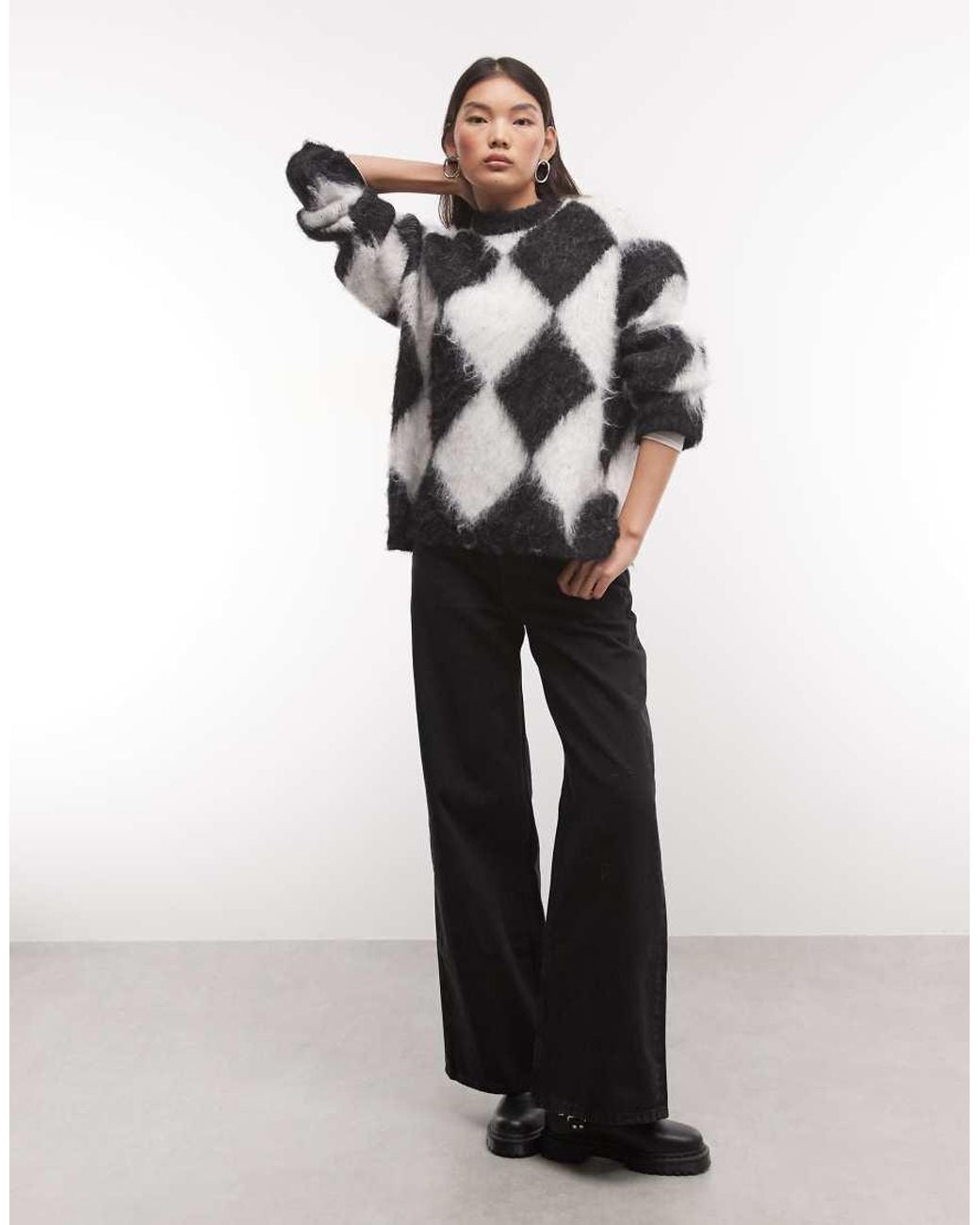 The Ragged Priest Multicolor Oversized Harlequin Fluffy Jumper