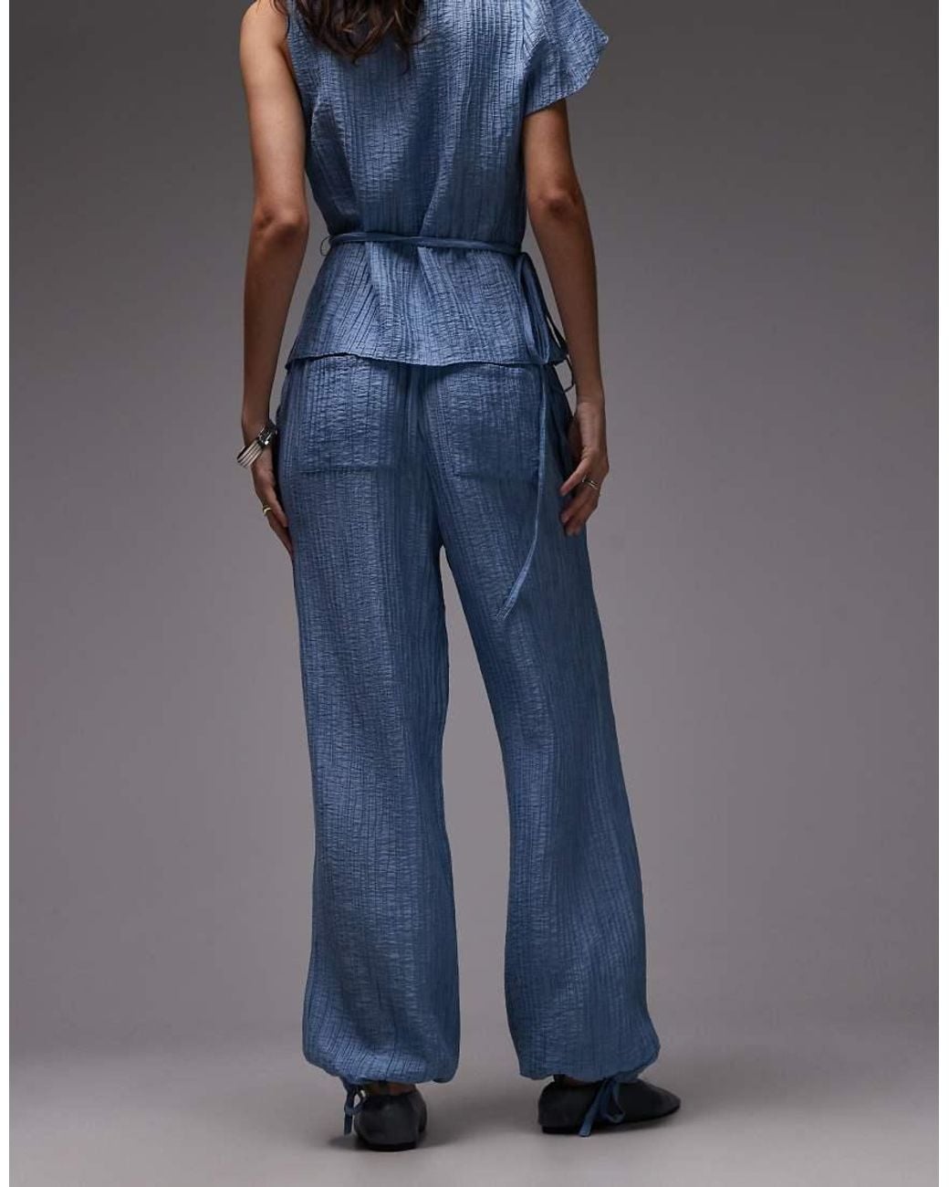 ASOS Blue Crinkle Balloon Trousers Co-ord