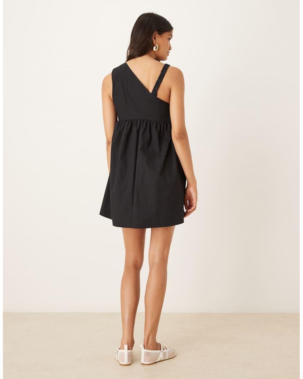 ASOS Natural Twist Strap Asymmetric Mini Dress