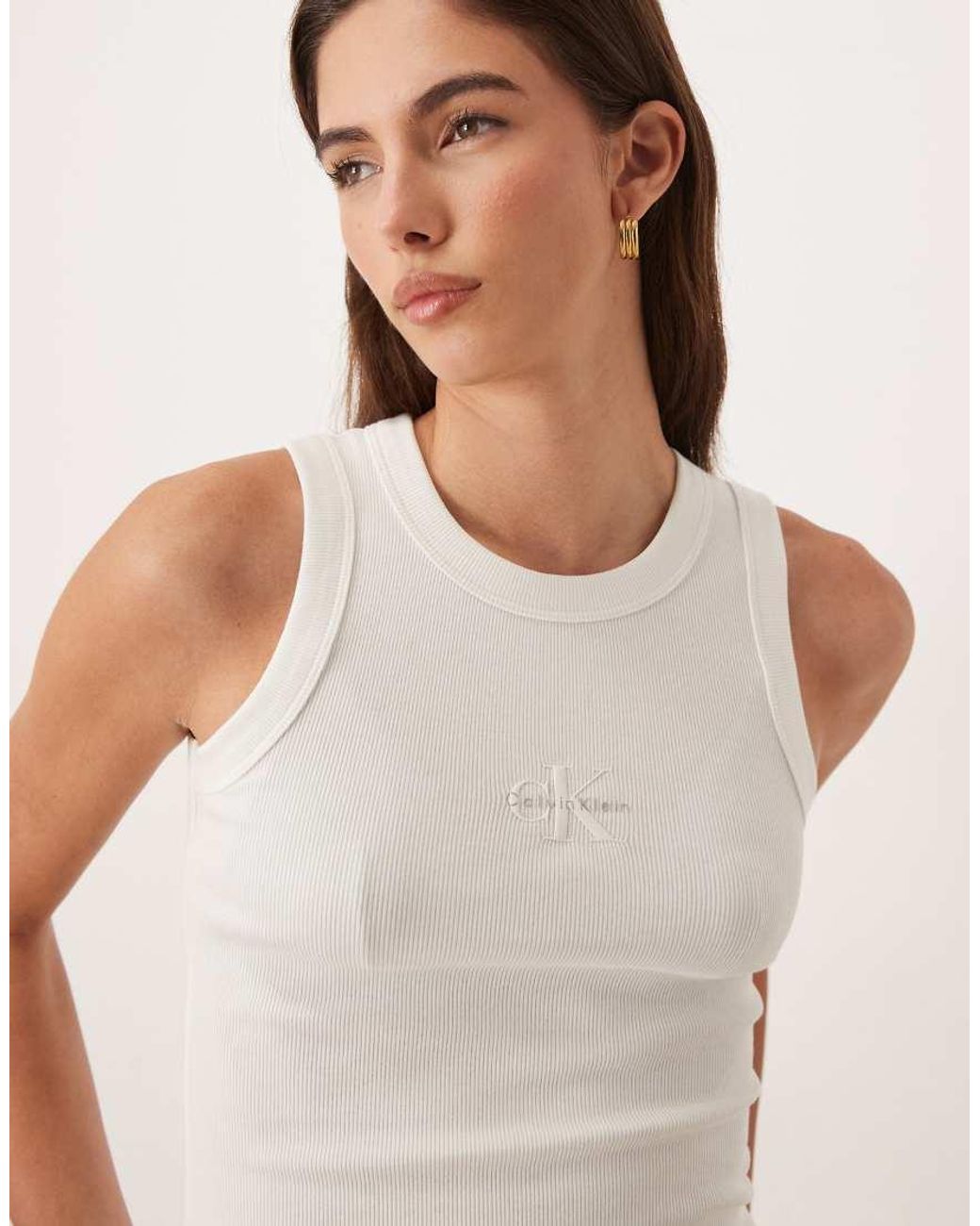 Calvin Klein Natural Monogram Rib Tank