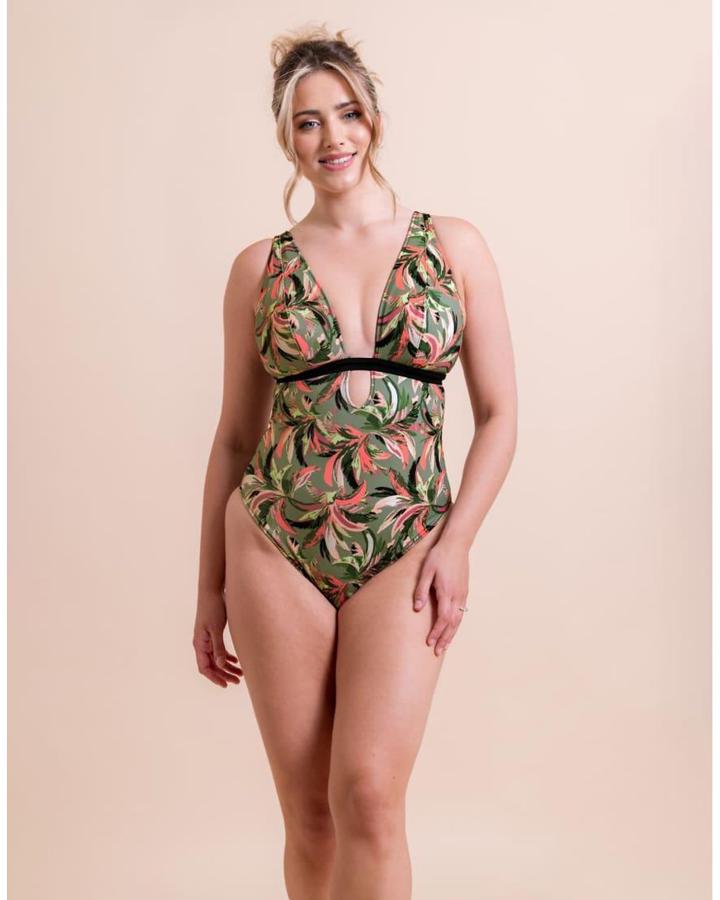 Curvy Kate Pink Sunset Palm Reversible Non-Wired Multiway Swimsuit