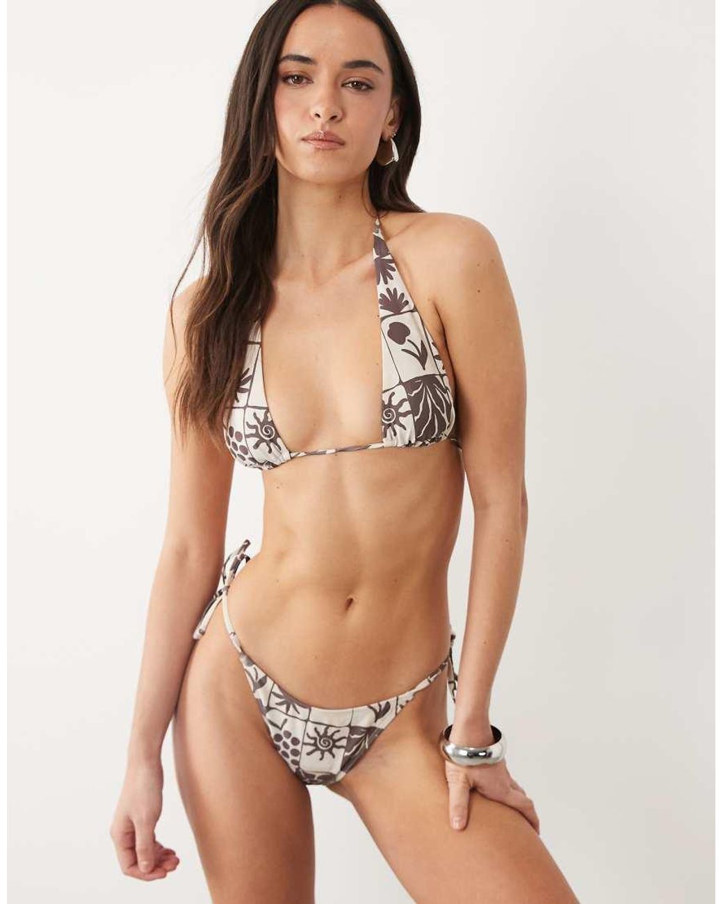 ASOS Brown Lea Rio Tie Side Ruched Bum Bikini Bottom