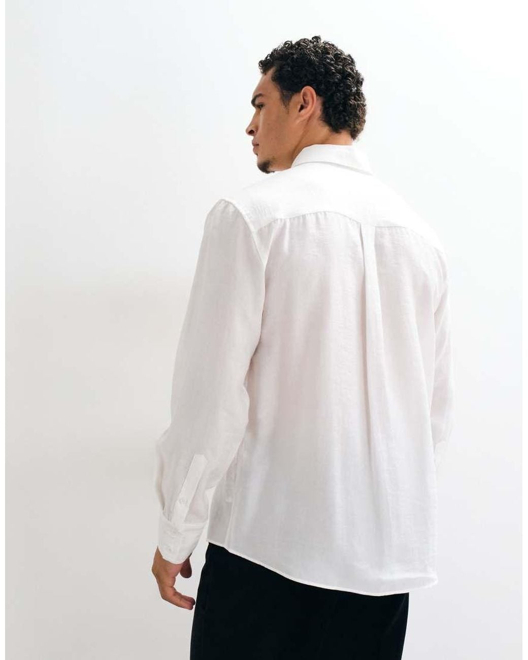 ASOS White Drapey Relaxed Shirt With Concealed Placket for men