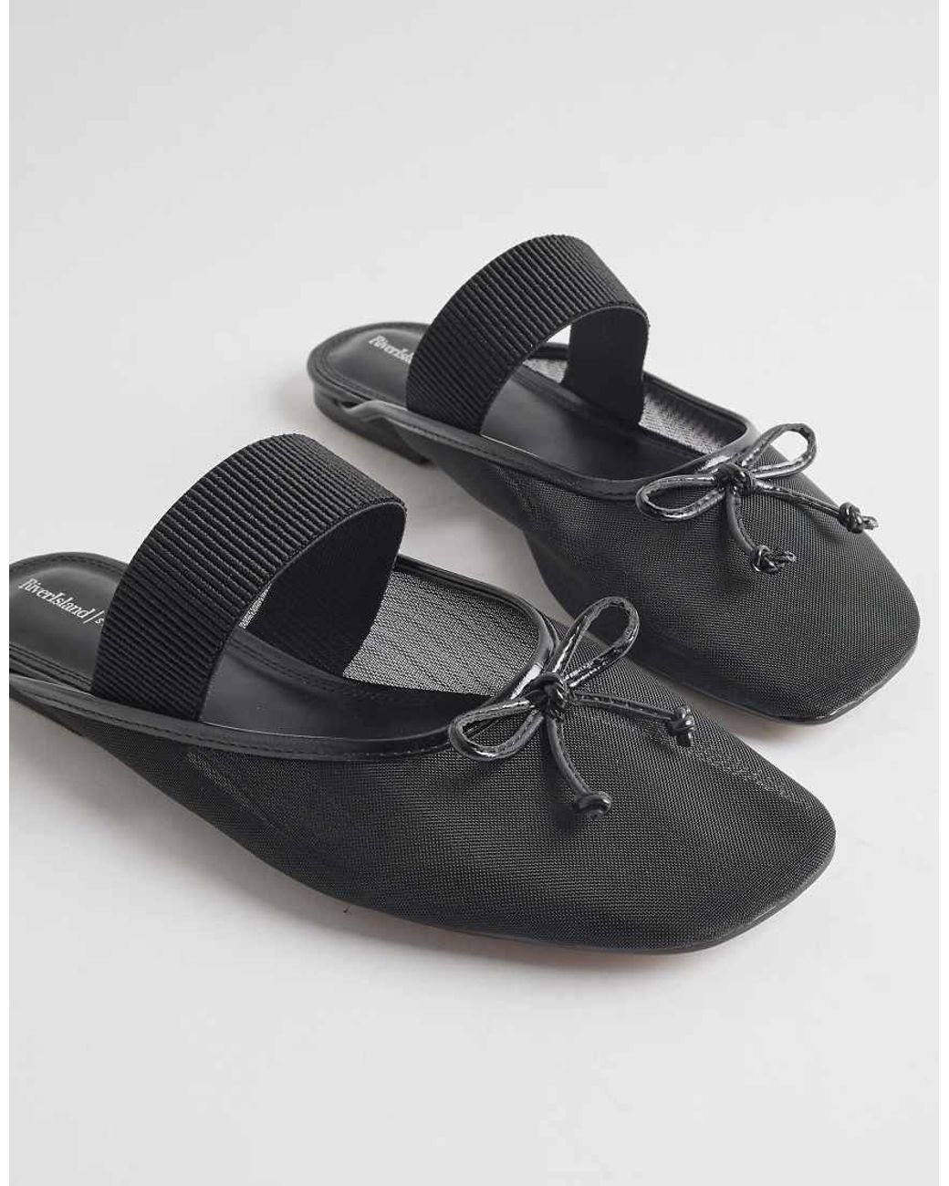 River Island Gray Mesh Backless Ballet Pumps