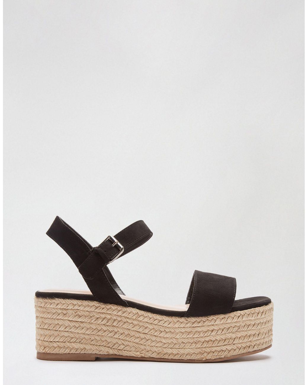 Sandalias negras con plataforma plana gruesa Miss Selfridge de color Negro  - Lyst