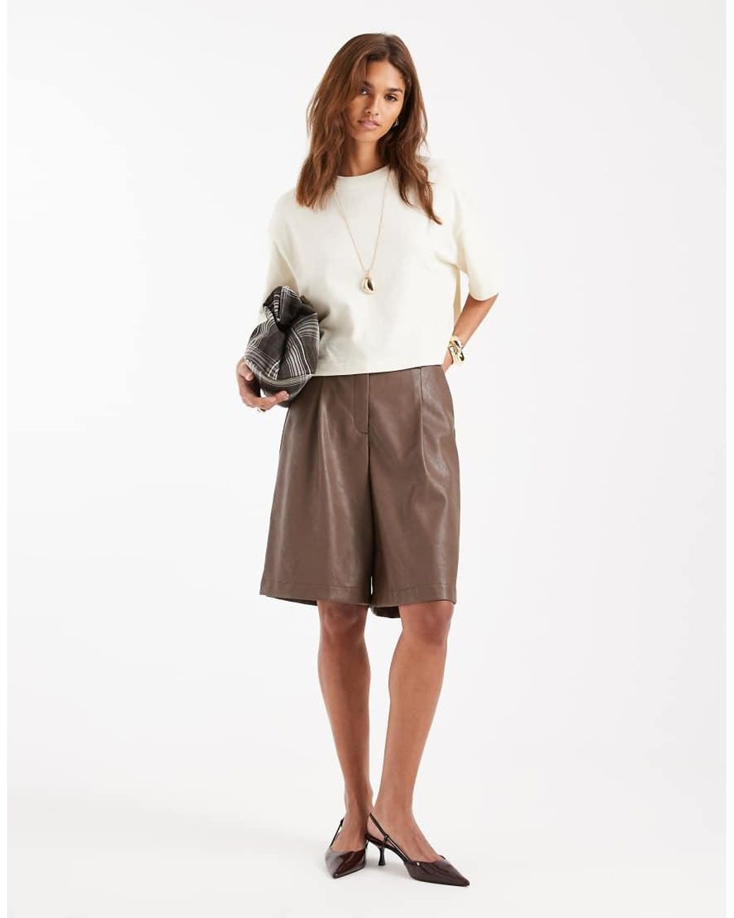 ASOS White Textured Jersey Boxy Crop T-shirt
