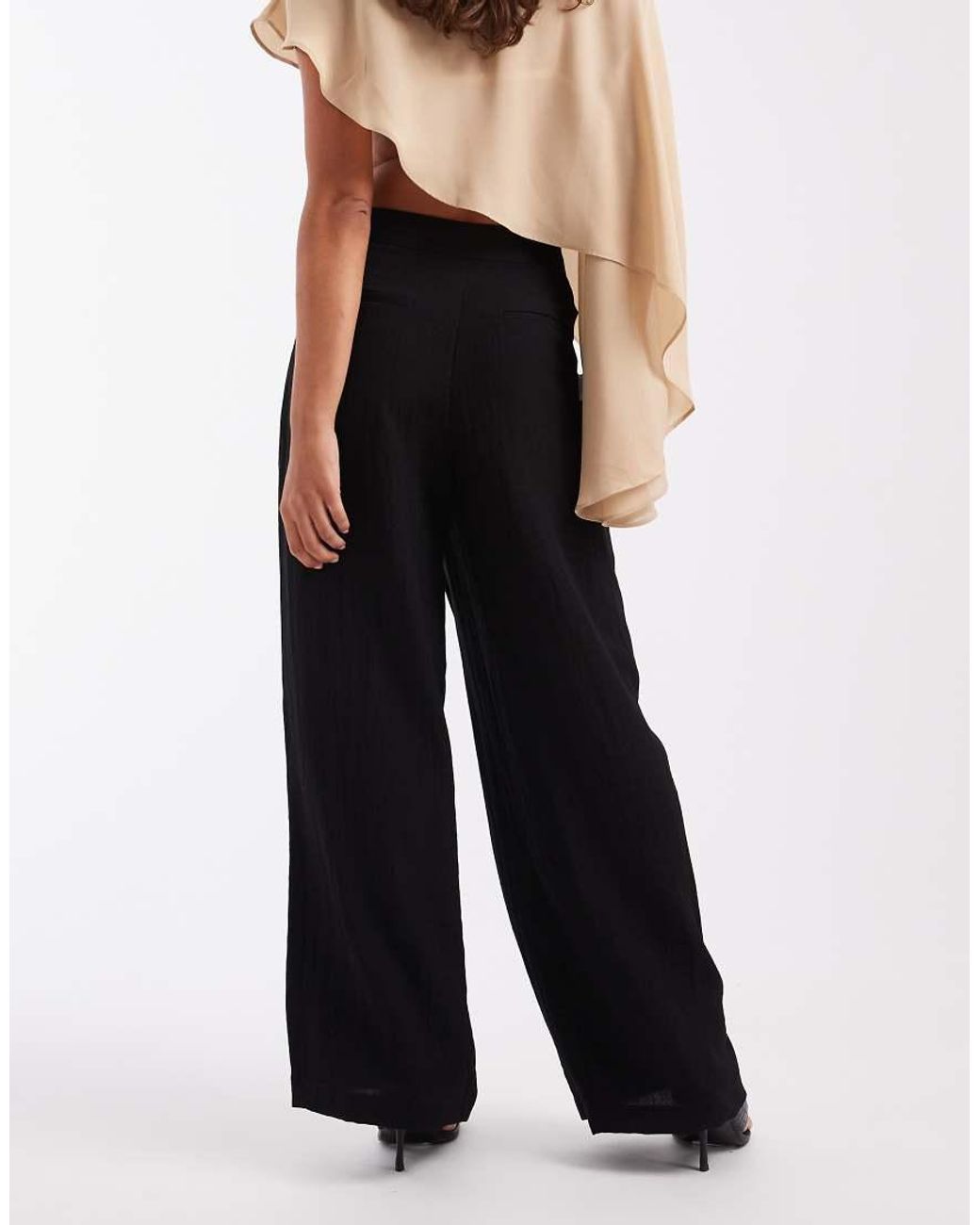 ONLY Black Wide Leg Trousers With Asymmetric Detail