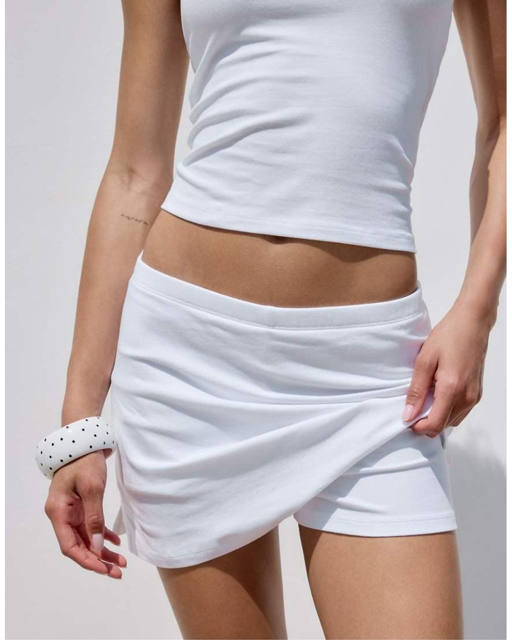 Stradivarius White Mini Skort