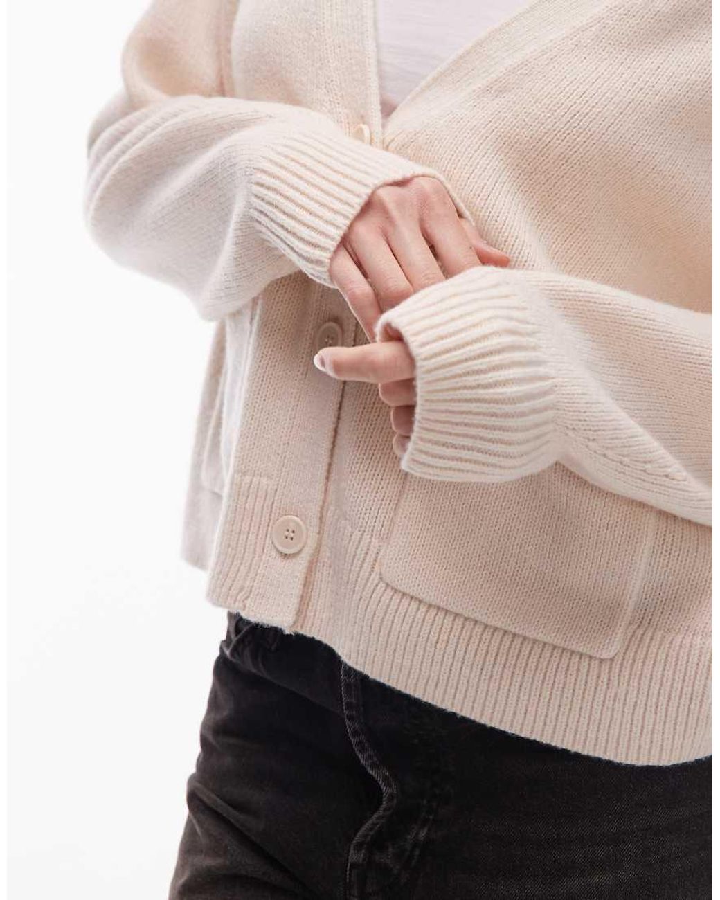 & Other Stories Natural Wool Blend Cardigan With Patch Pockets