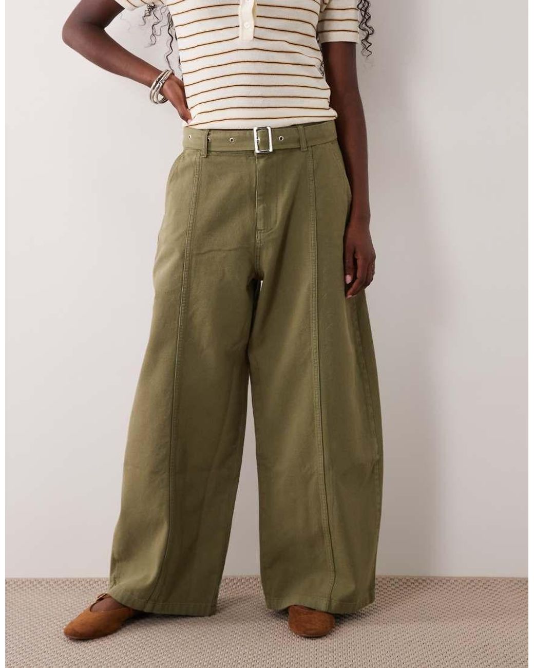 ASOS Natural Canvas Wide Leg Jeans With Belt