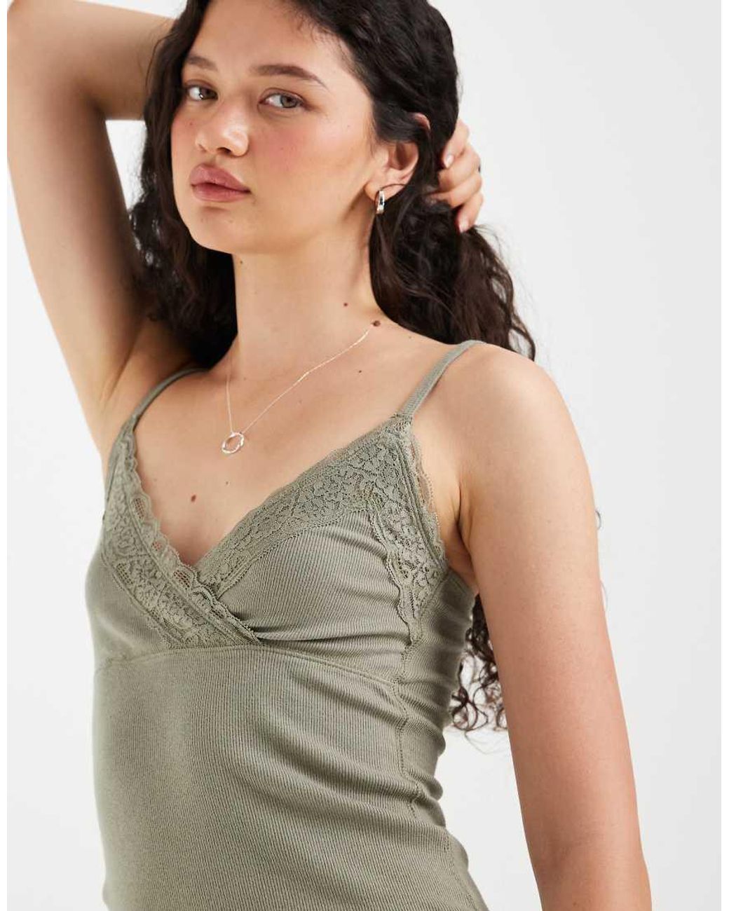 Hollister Green Lace Trim Cami