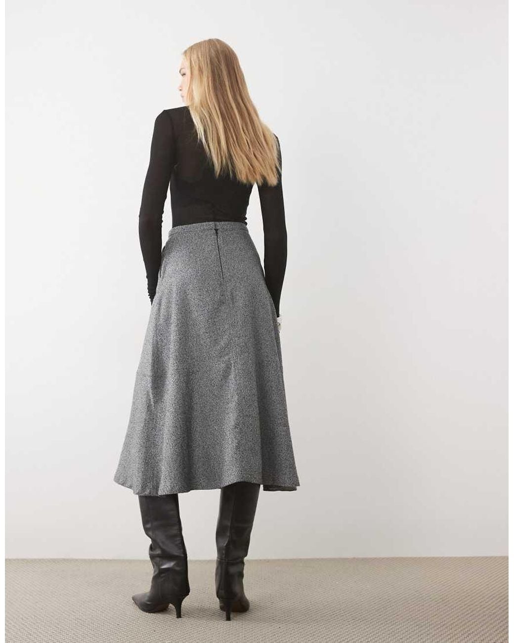 ASOS Gray Tailored Midi Circle Skirt