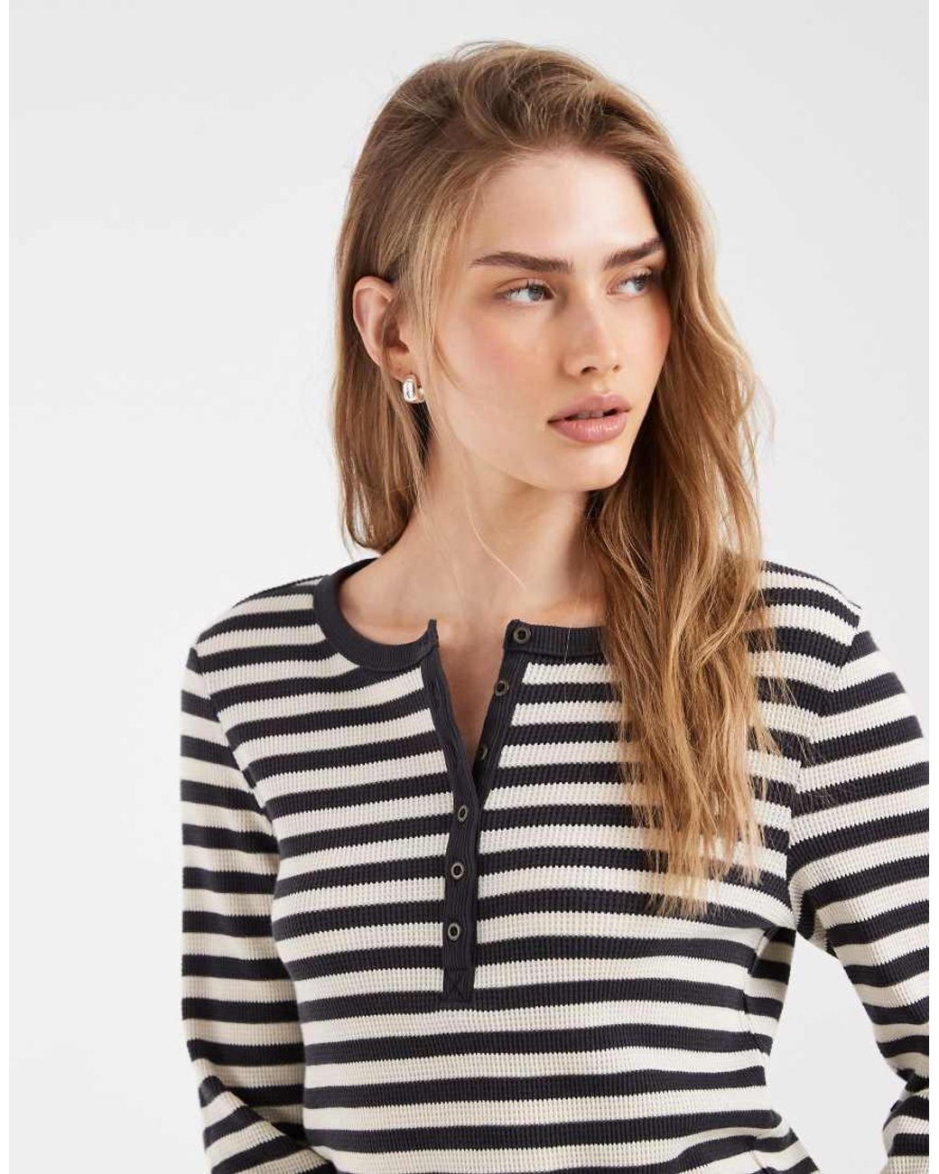 Levi's Black Rooney Waffle Henley Striped Jumper