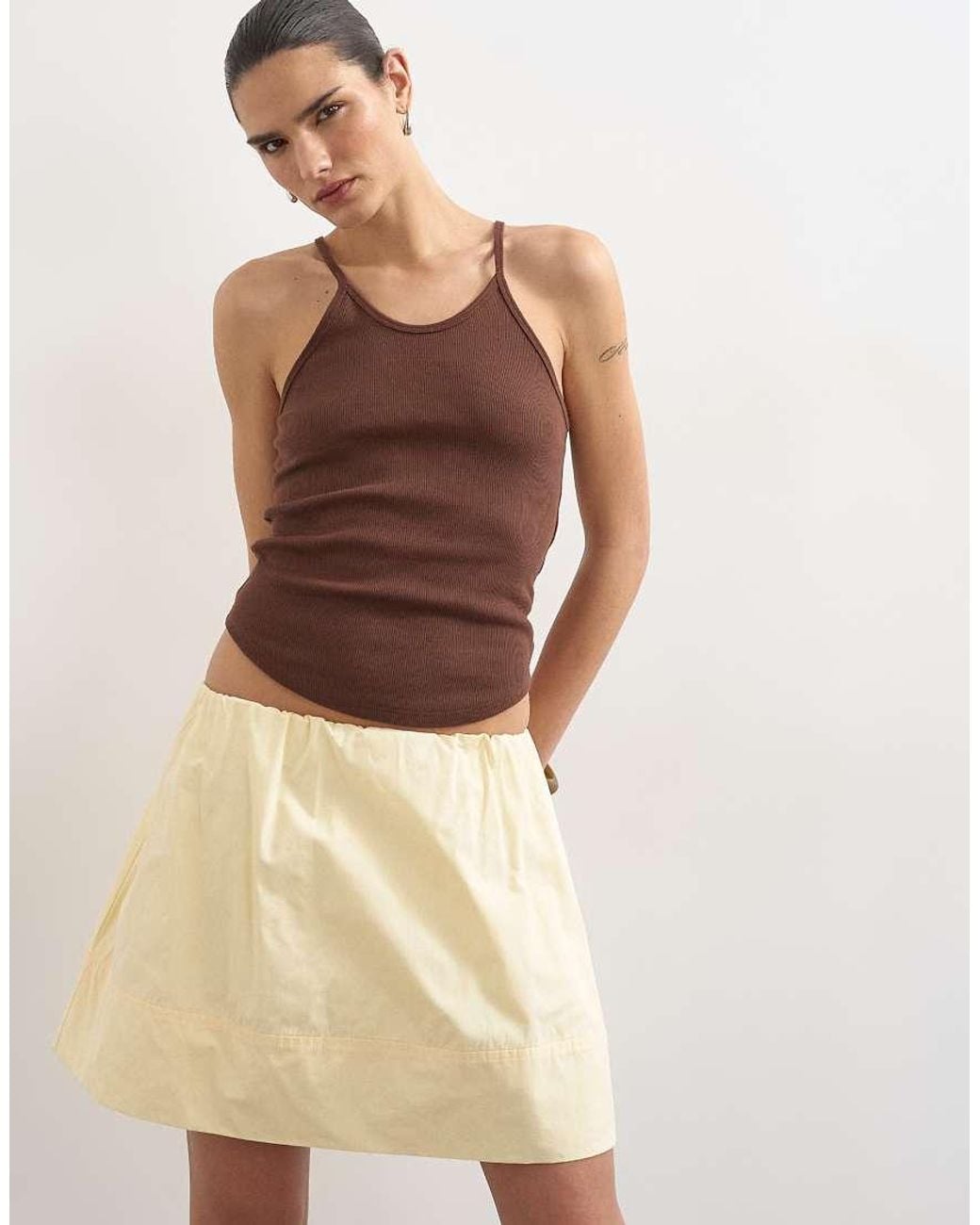TOPSHOP Natural Poplin Mini Skirt