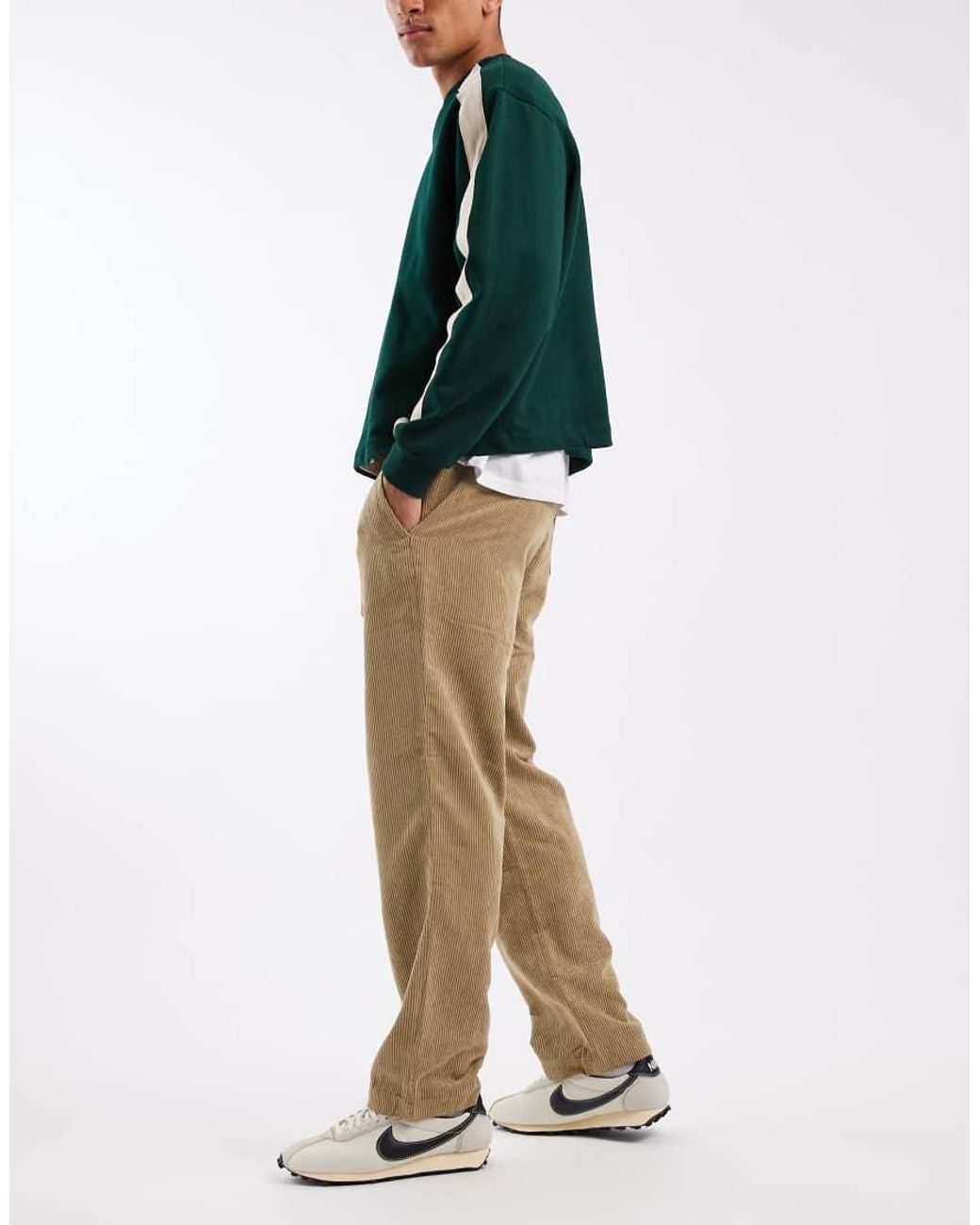 Only & Sons Green Loose Fit Cord Trouser for men