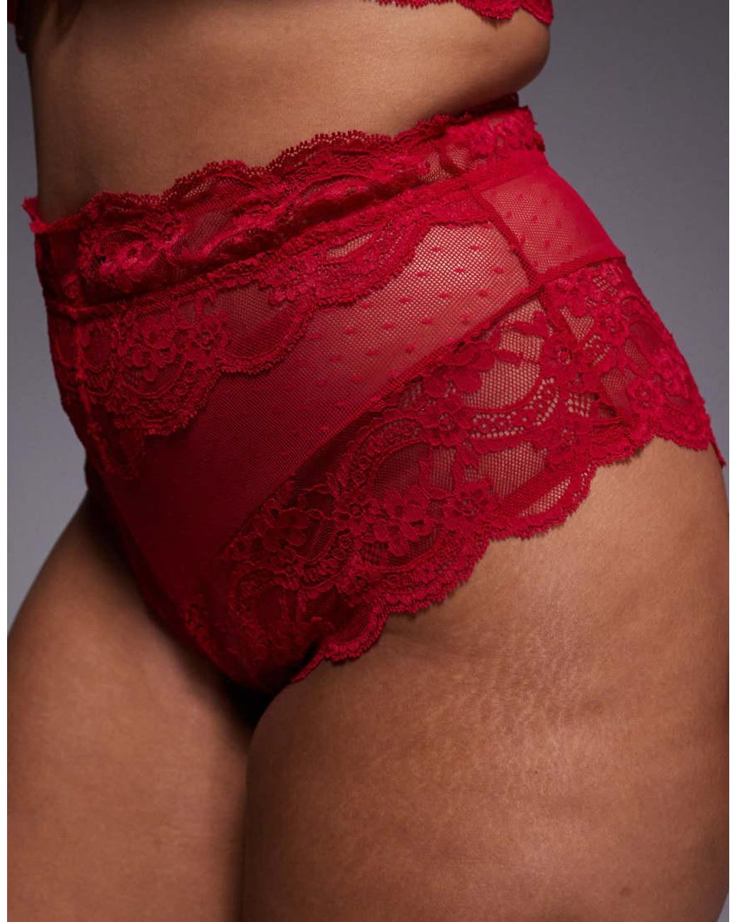 ASOS Red Asos Design Curve Lola Lace High Waist Brief