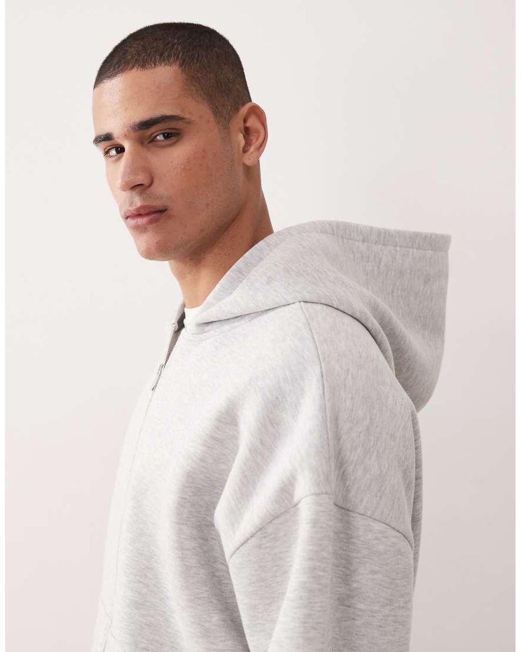 ASOS Gray Extreme Oversized Hoodie With Fixed Hem for men