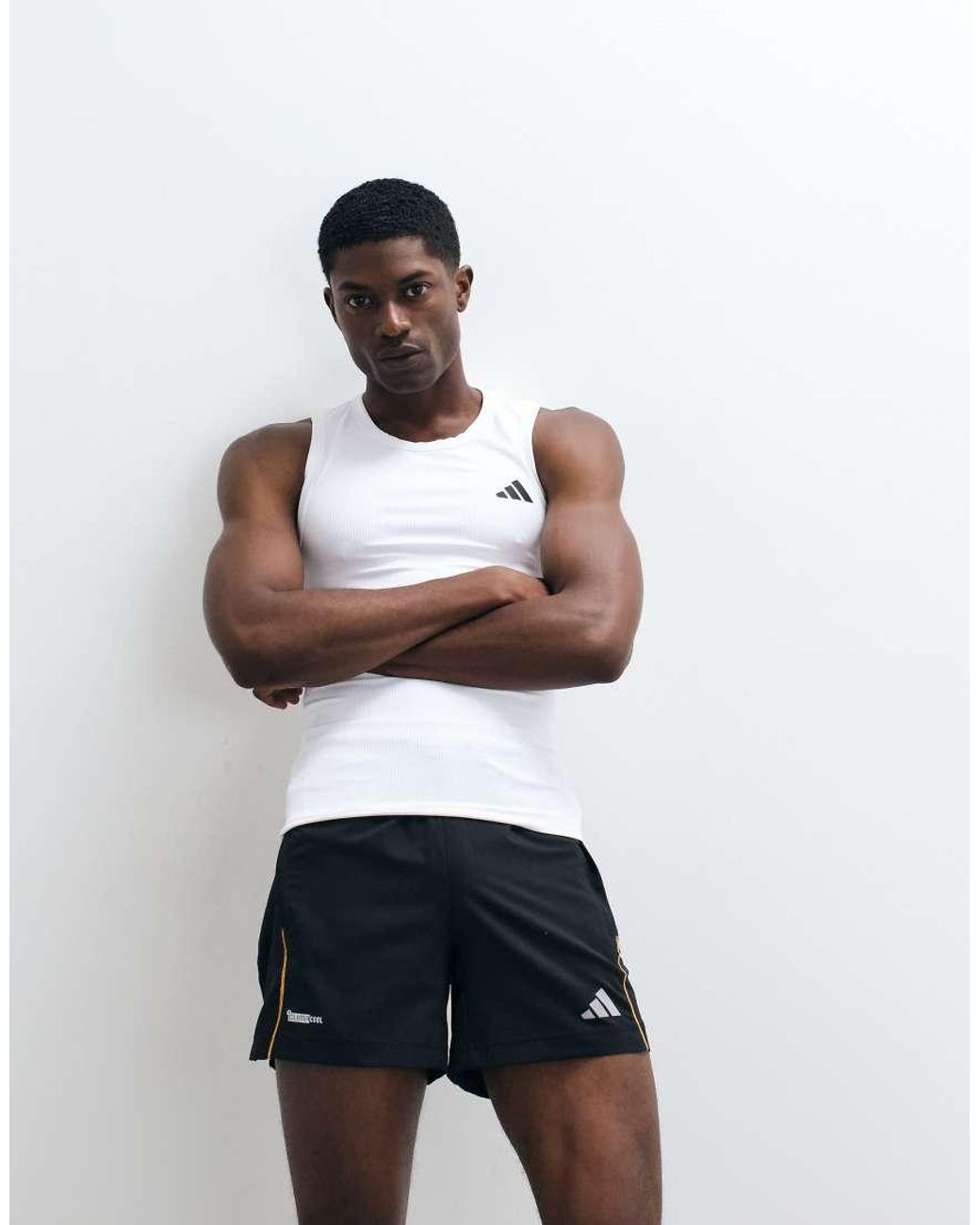Adidas Originals White Adidas Training Essentials Ribbed Vest for men