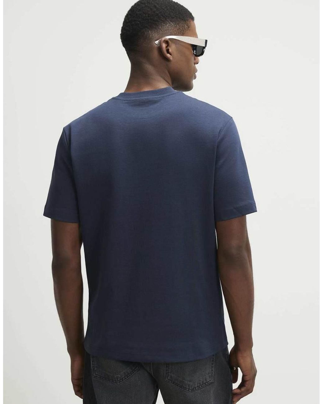 River Island Blue Cotton Ame Saint Beaded T-Shirt for men