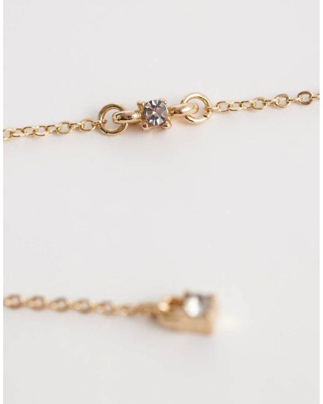 ASOS White Dainty Lariat Necklace With Diamante Detail