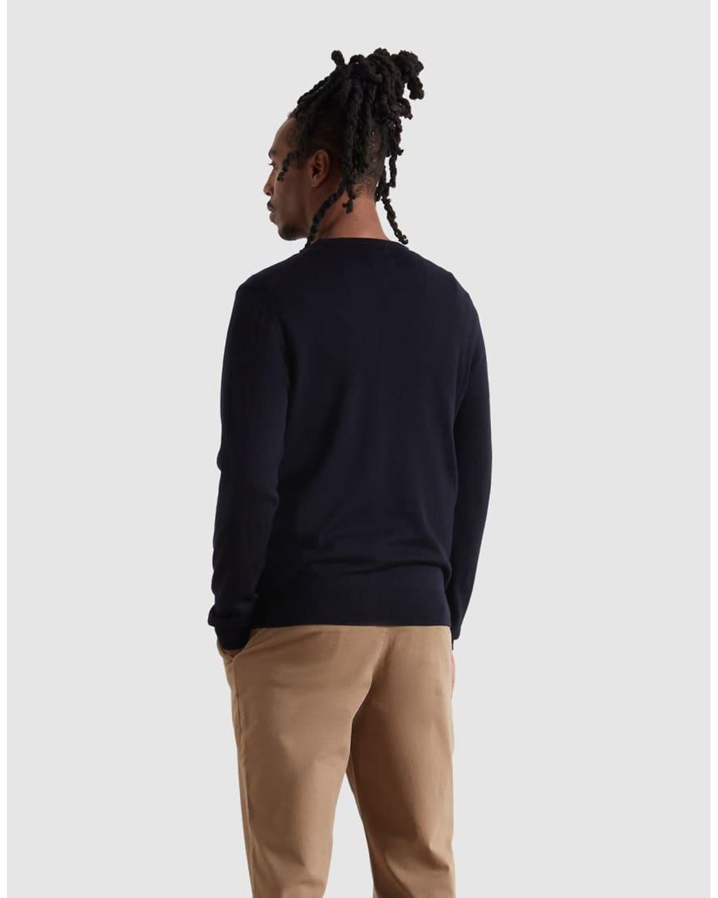 Farah Blue Mullen Merino Wool Knit Logo Jumper for men