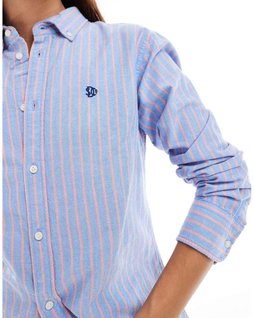 Superdry Blue Slim Oxford Button Down Long Sleeve Shirt
