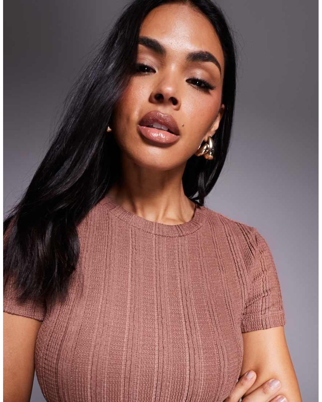 River Island Brown Textured Baby Tee