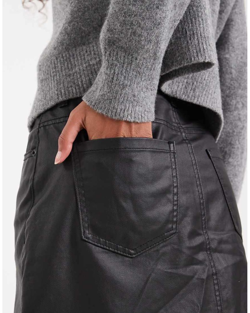 ASOS Gray Denim High Waisted Mini Skirt
