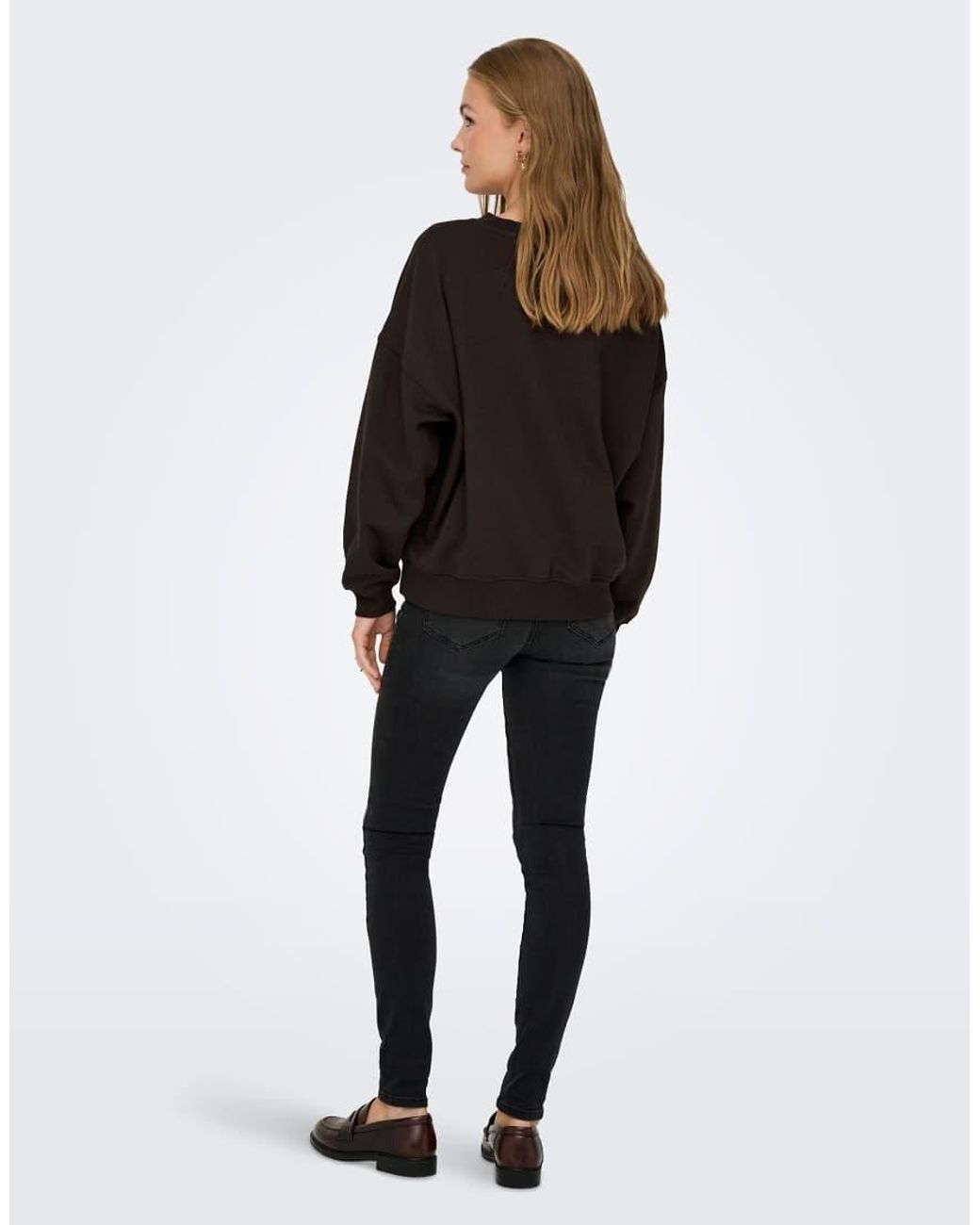 Jdy Black Mesa Crew Neck Long Sleeve Embroidered Sweatshirt