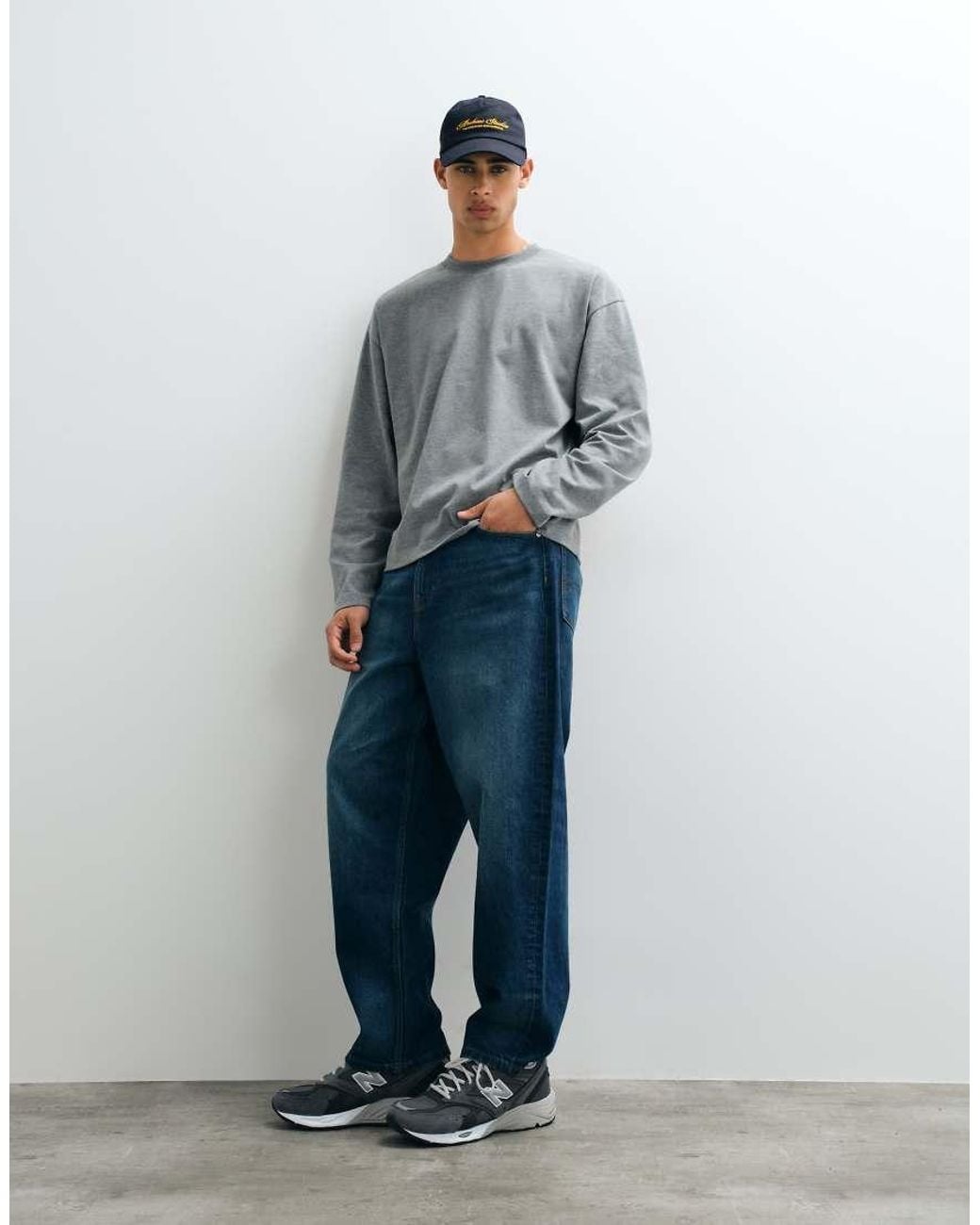 ASOS Gray Heavyweight Boxy Oversized Long Sleeve T-shirt for men