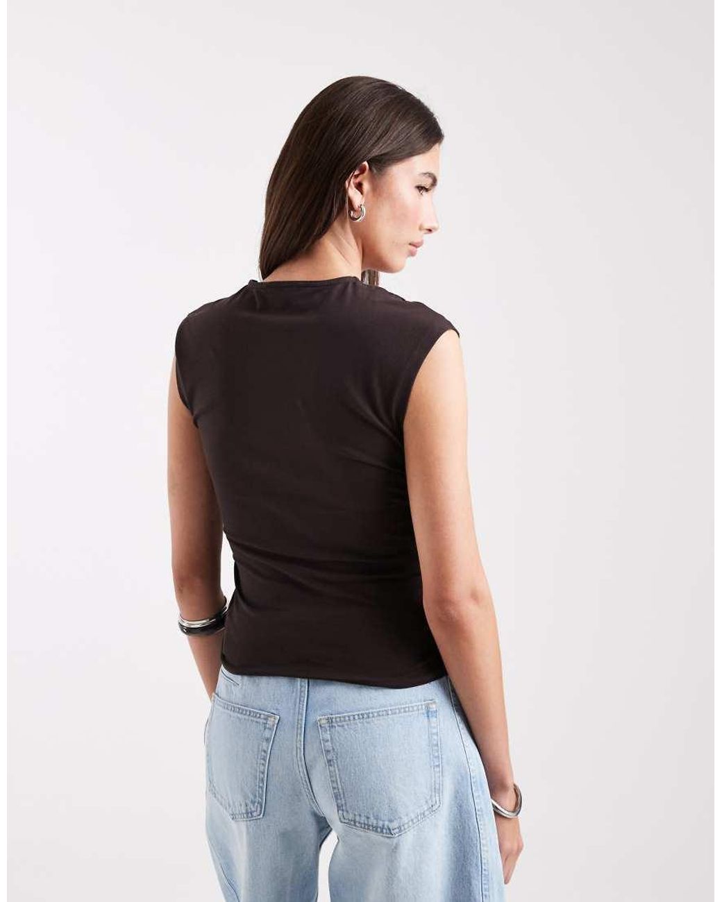 ONLY Blue Ruched Sleeveless Top