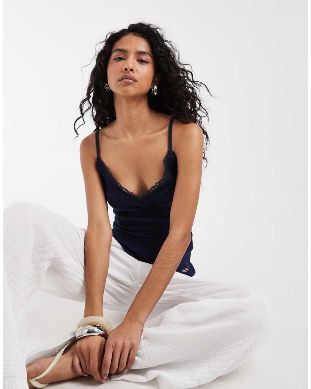 Hollister Blue Wrap Front Lace Cami