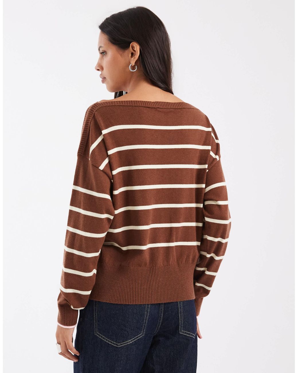 Pull à rayures en maille ASOS en coloris Brown