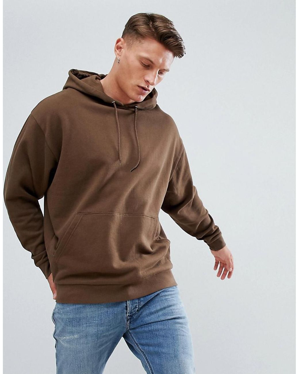 ASOS DESIGN super oversized zip up hoodie in brown