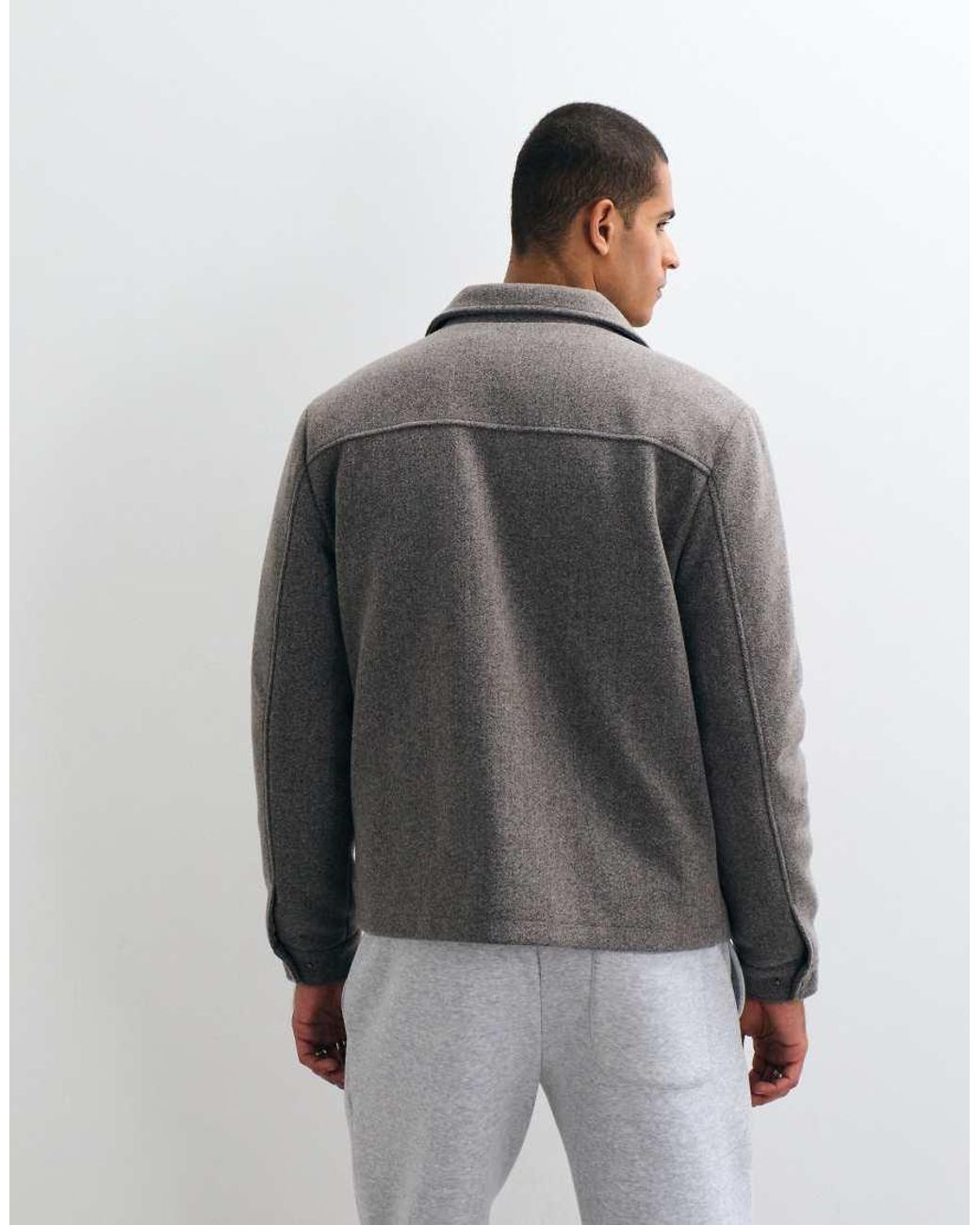 Threadbare Gray Faux Wool Zip Through Jacket for men
