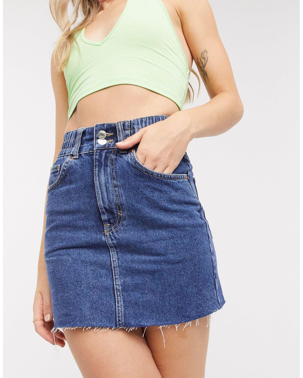 Missguided petite denim cheap mini skirt in black