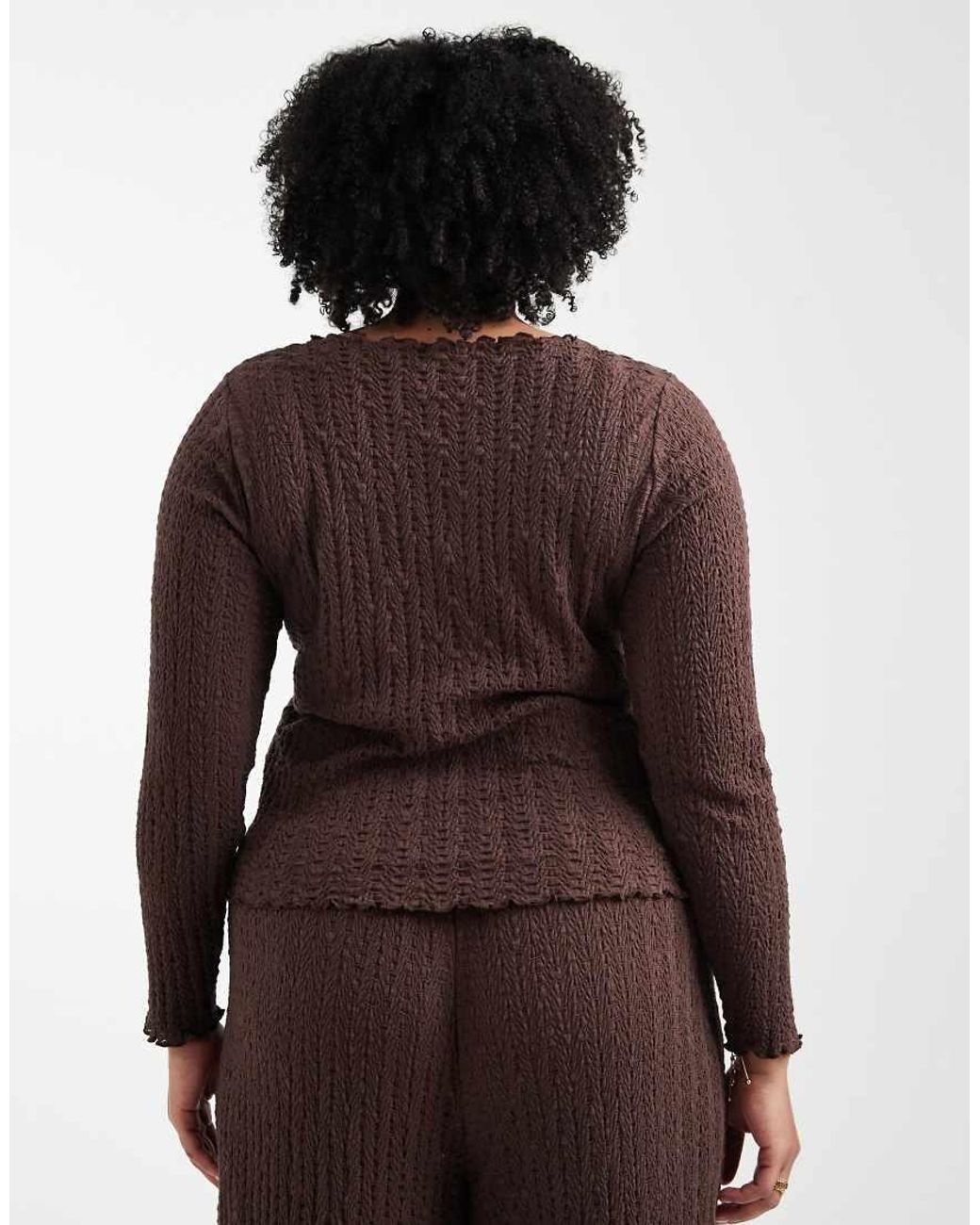 ONLY Brown Long Sleeve Textured Top Co-ord