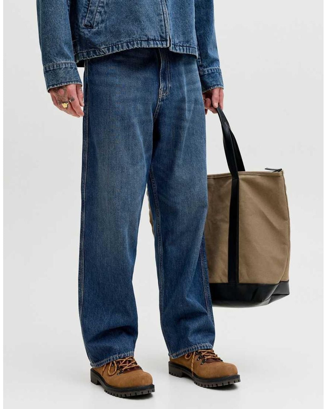 Jack & Jones Blue Alex High Waist baggy Fit Jeans for men
