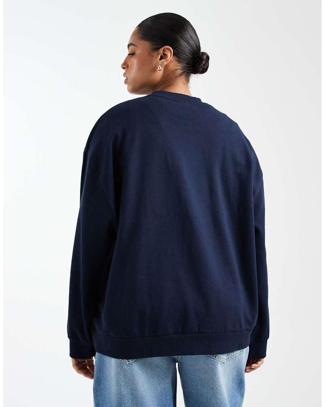 ASOS Blue Asos Design Curve Oversized Sweatshirt With Lisbon Studios Athletic Graphic