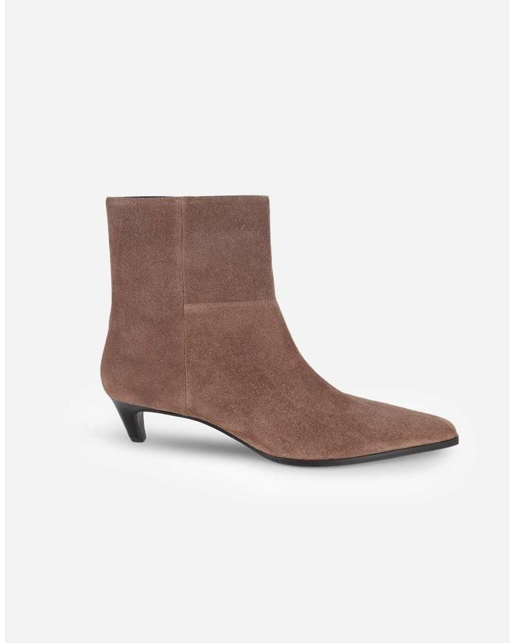OFF THE HOOK Brown Pheonix Suede Kitten Heel Ankle Boots