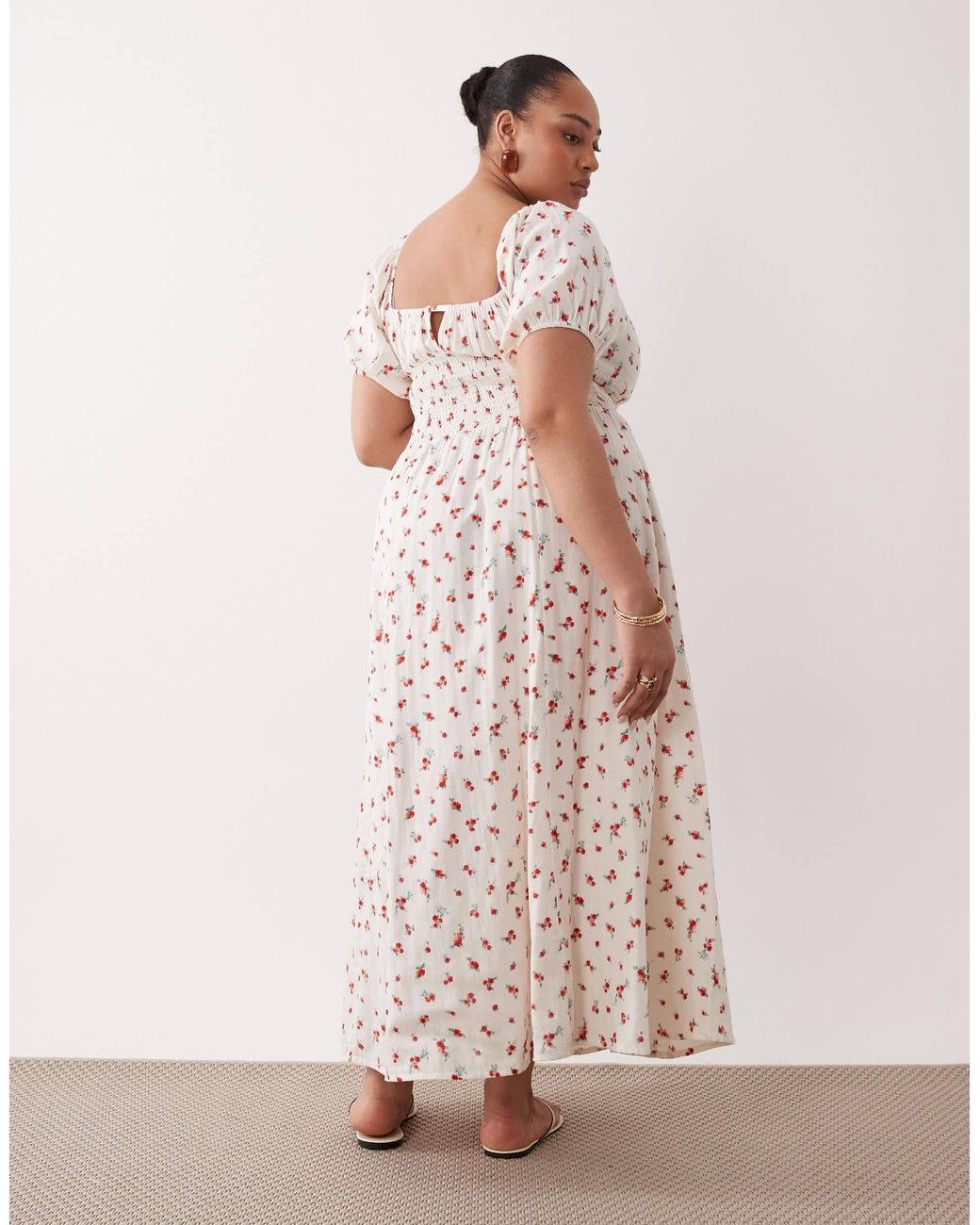 Esmee Curve Puff Sleeve Tie Front Maxi Beach Dress in Pink | Lyst