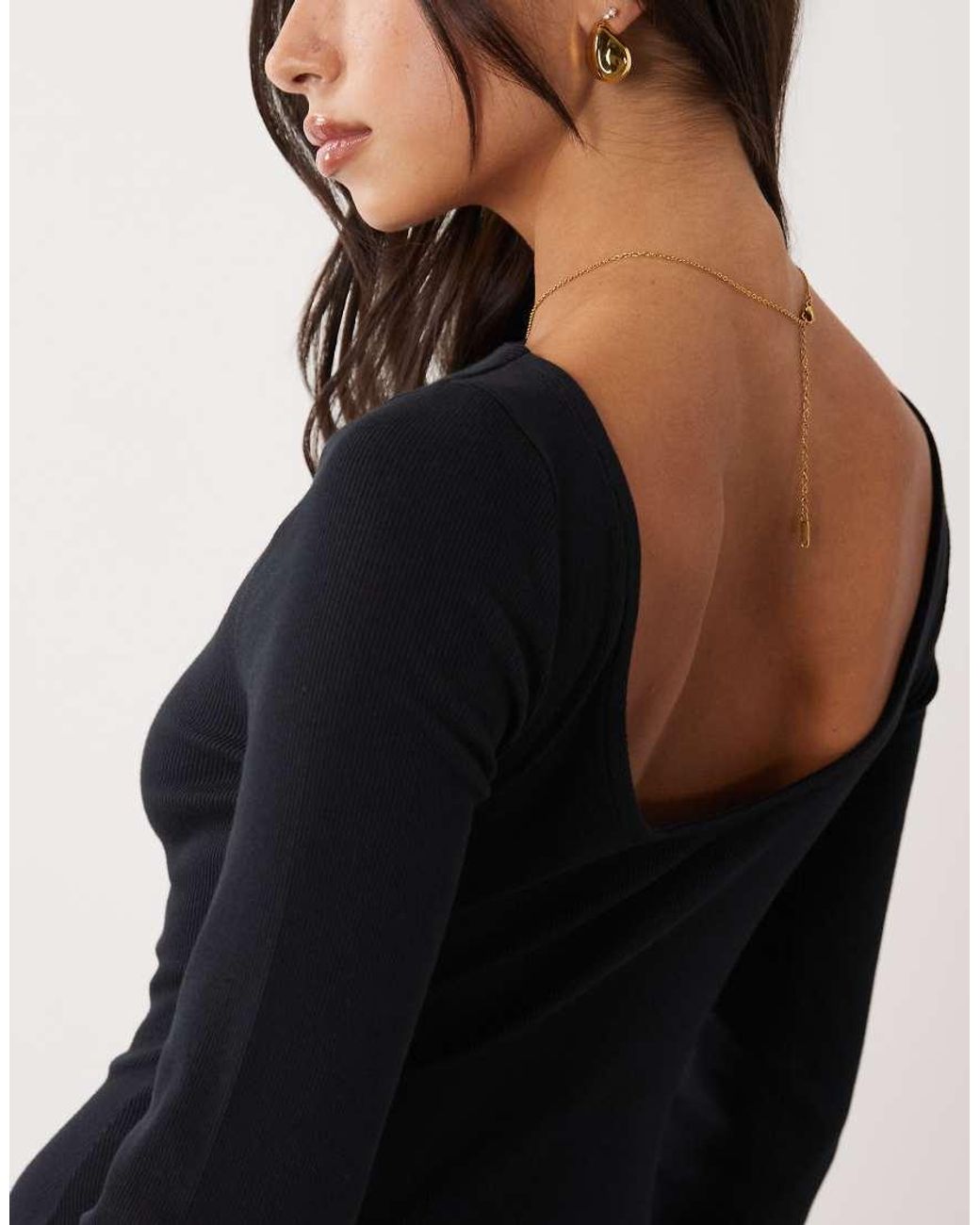 ASOS Black Cotton Rib Scoop Back Mini Dress