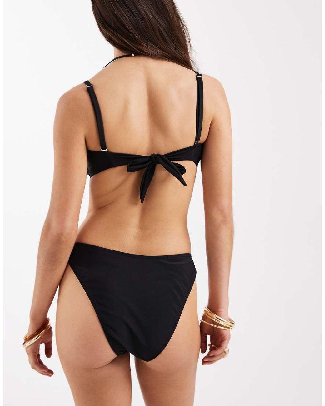 New Look Black High Leg Hipster Bikini Bottoms
