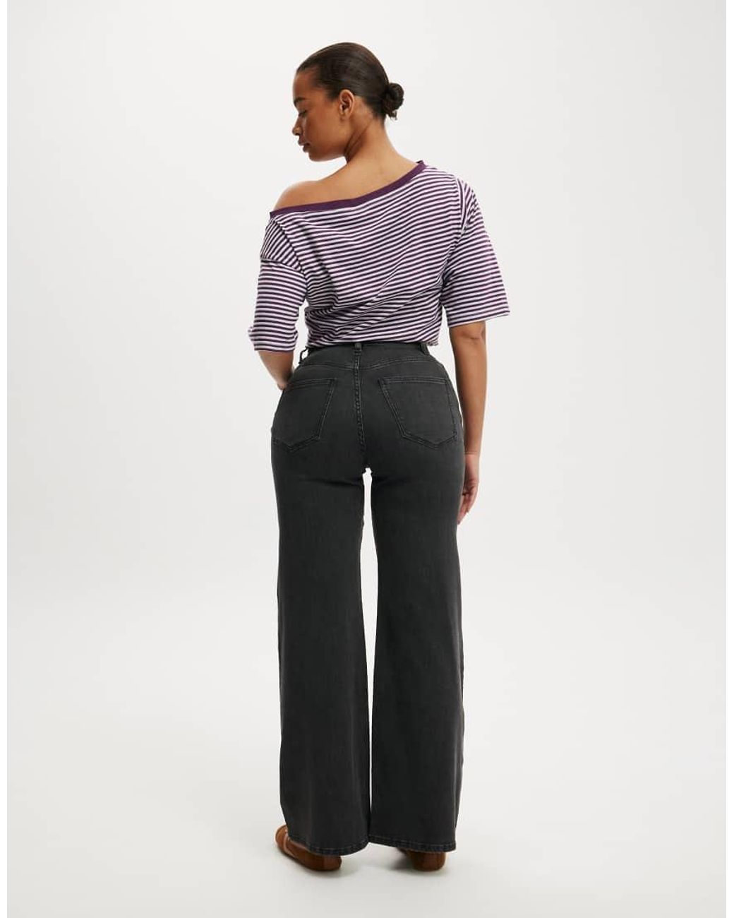 Cotton On Black Curvy Stretch Wide Jean